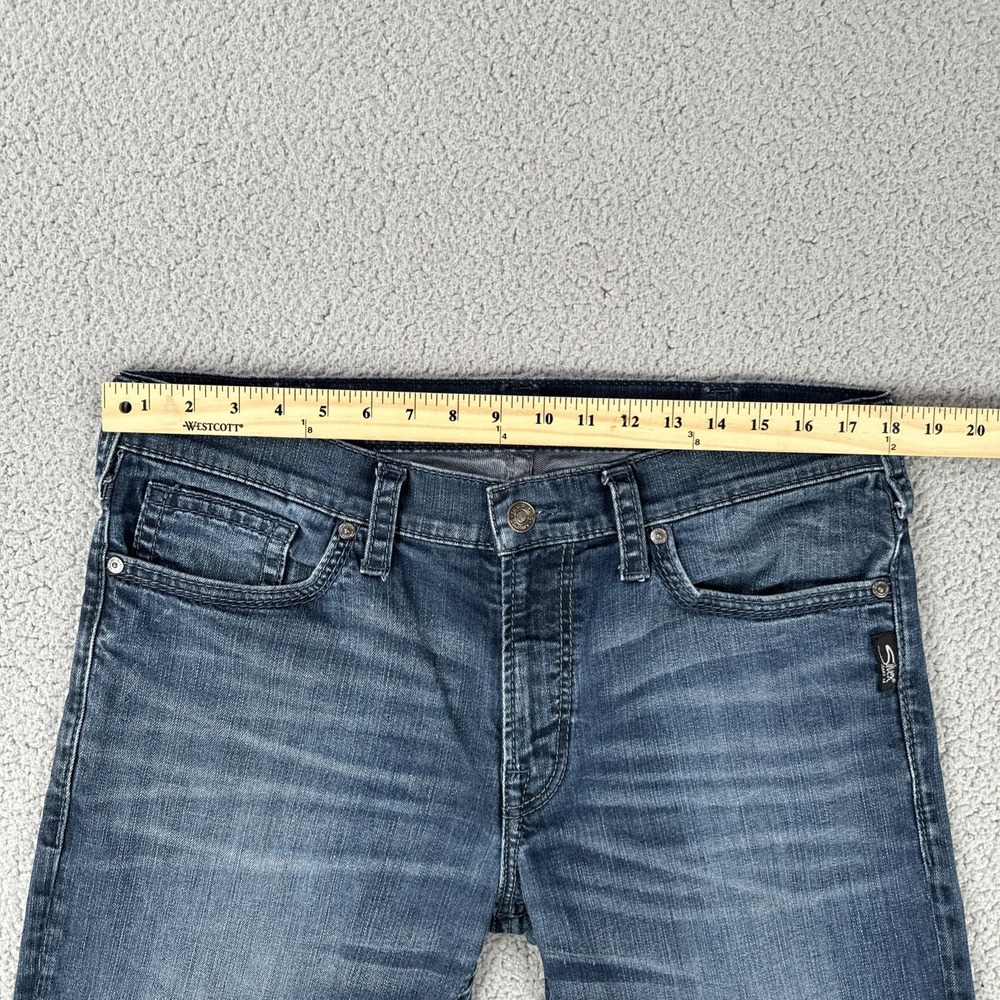 Silver Jeans Co Eddie Jeans Men 36x27* Blue Straight Leg Stretch Faded Whiskered - Picture 4 of 16